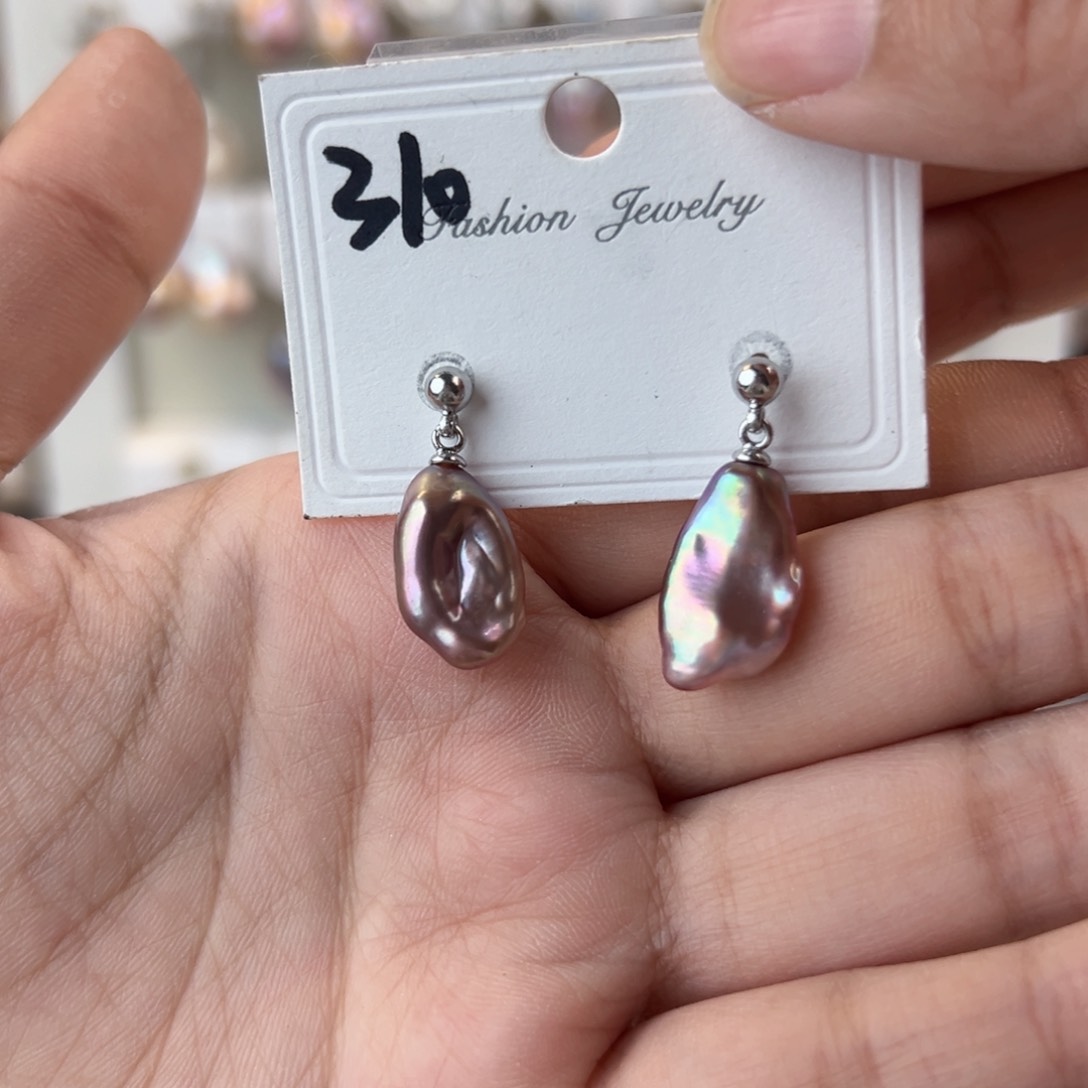 淡水珍珠耳饰银S925镶嵌