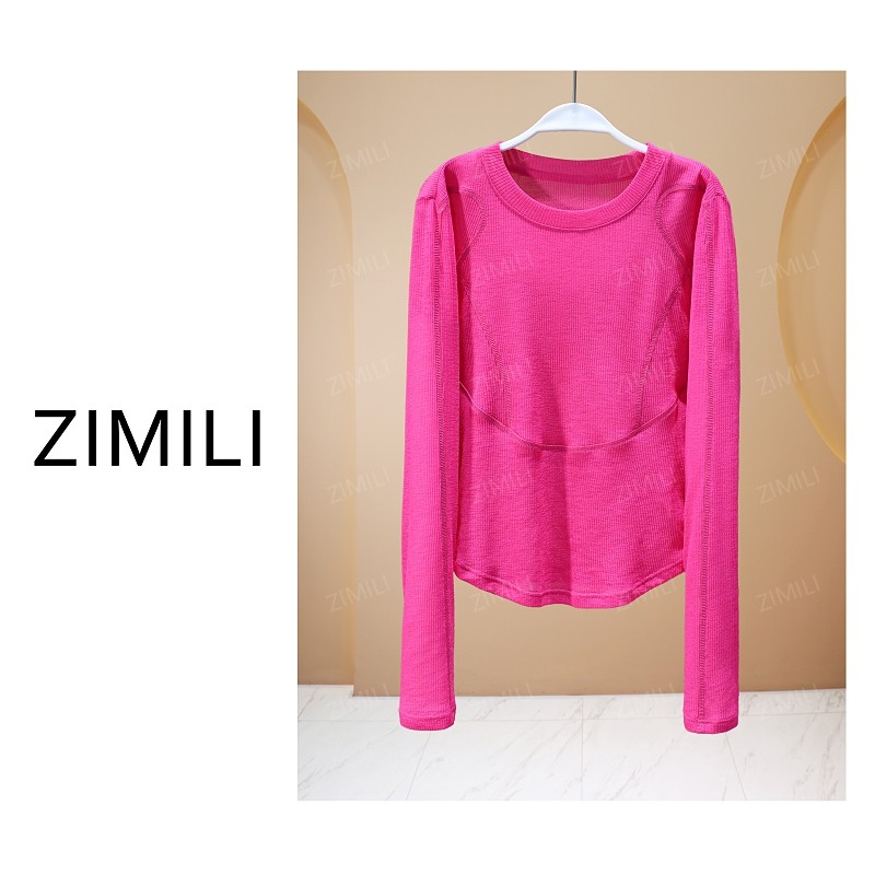 【亮哥女装】2025秋冬新品玫红色拼接高弹显瘦网纱休闲上衣26315-B2