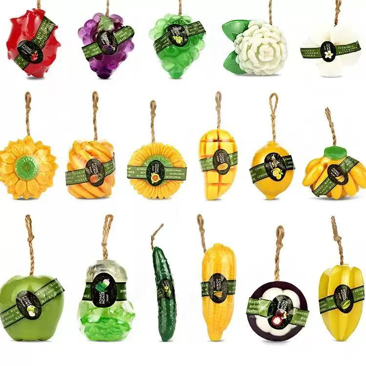 3D水果香皂含菠萝芒果香熏精油可用于沐浴清洁洗脸便携清爽控油