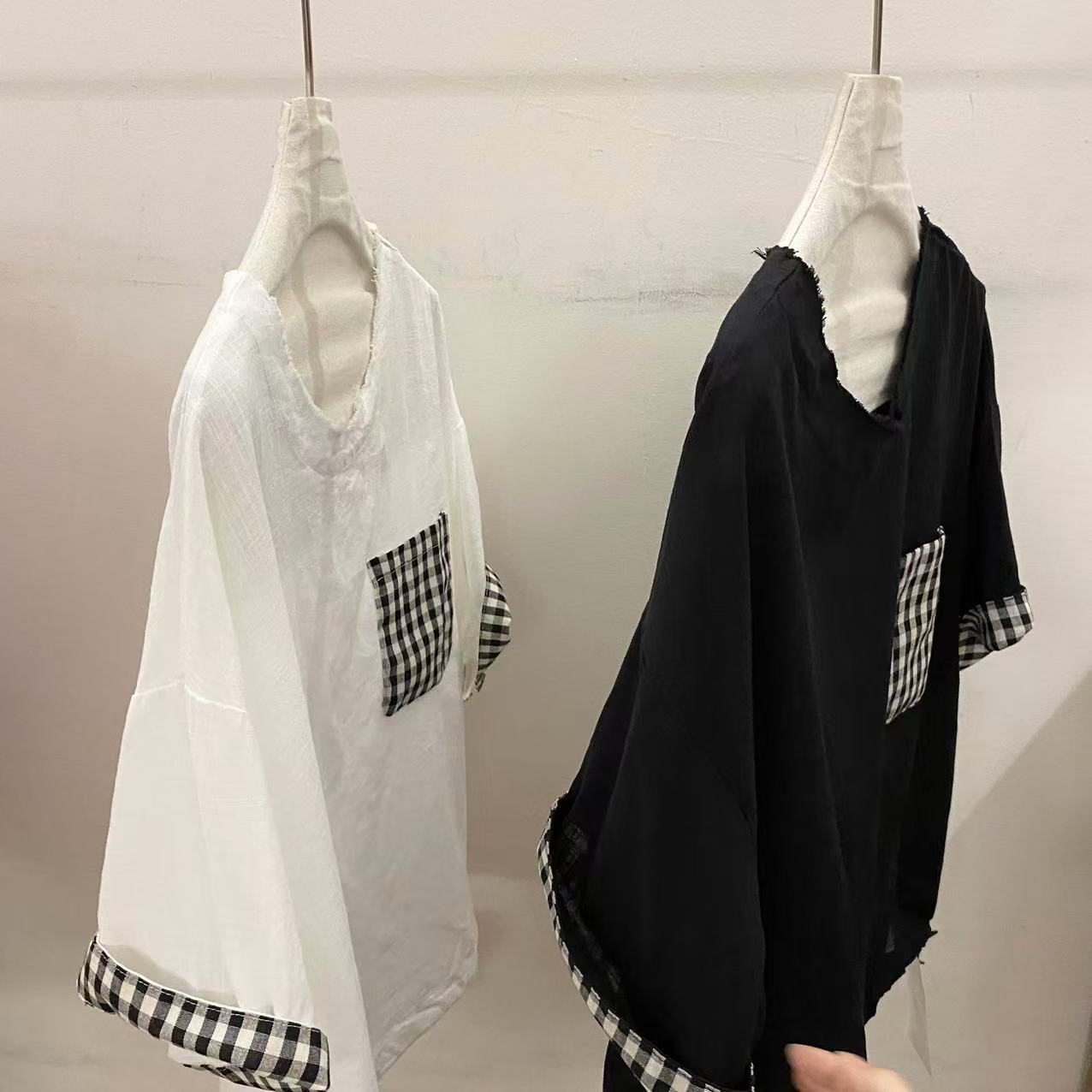 33推荐 1986#6529 日系毛边口袋麻麻上衣 2025-06-25