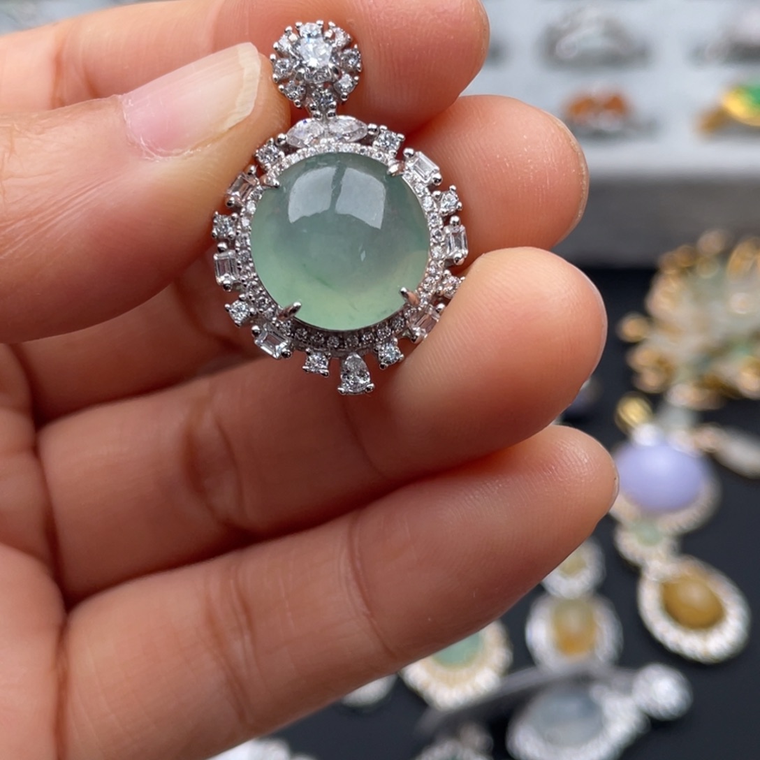 椿***.翡翠银S925镶嵌吊坠(不含链)