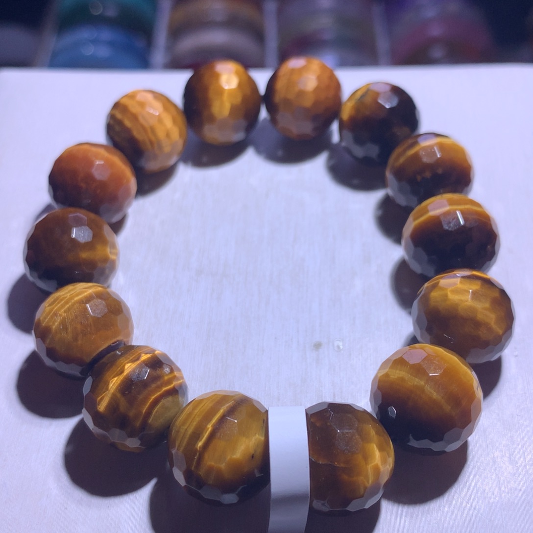 水晶手串银S925镶嵌虎眼蹦迪16.3m