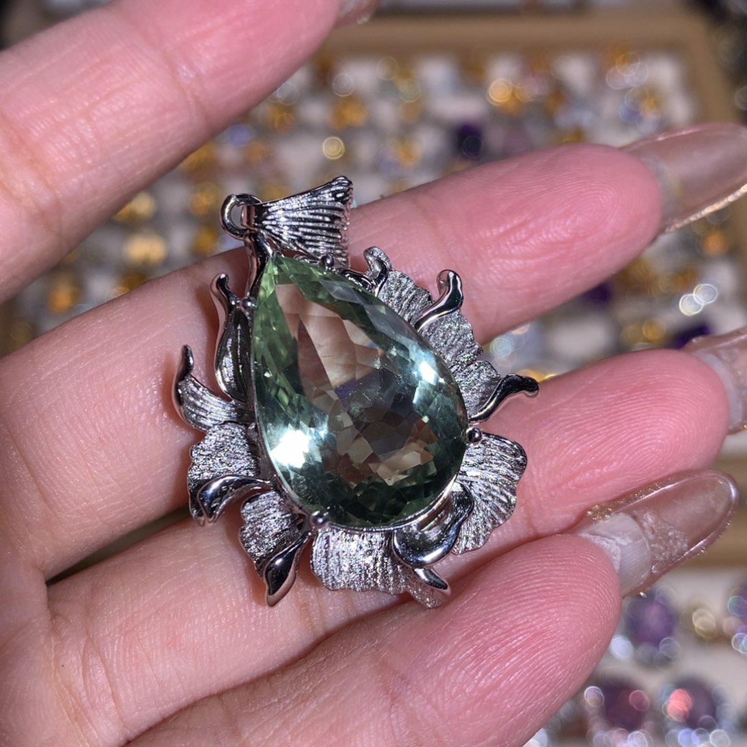 【闪购商品】水晶吊坠(不含链)银S925镶嵌喵*吊坠