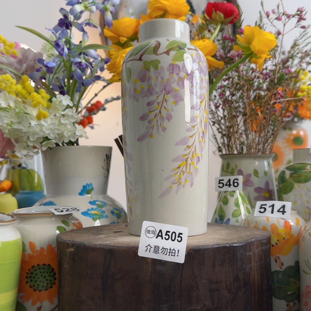 摆件景德镇陶瓷手绘小花瓶摆件无孔