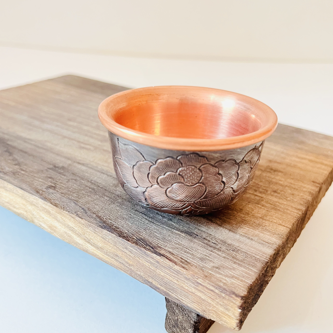 【俊春铜艺】紫铜 雕花小茶杯 复古茶具 100毫升