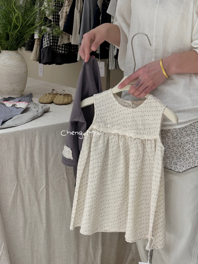 女童夏季棉麻碎花连衣裙