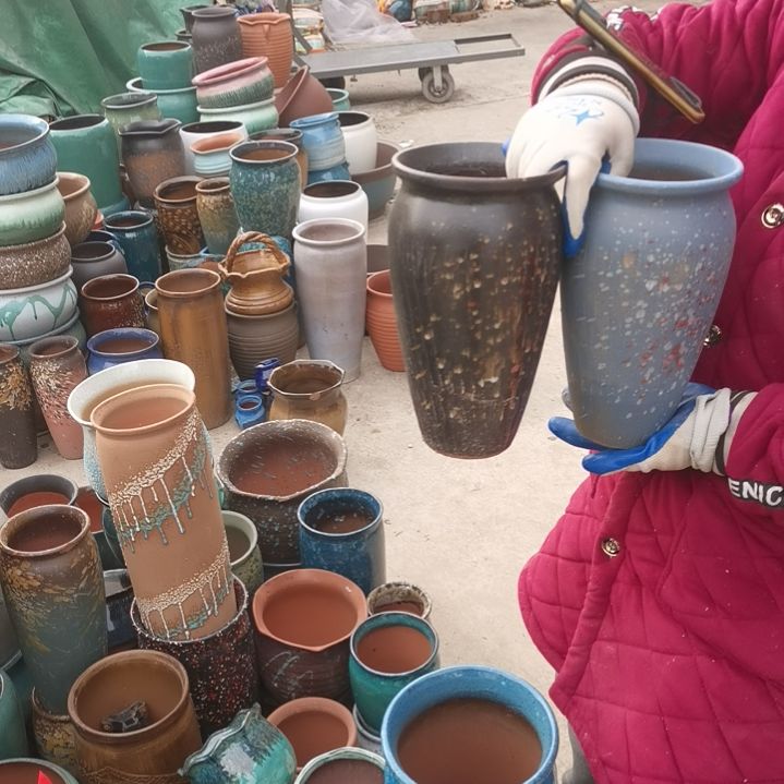 红陶口14高25瑕疵两个盆子