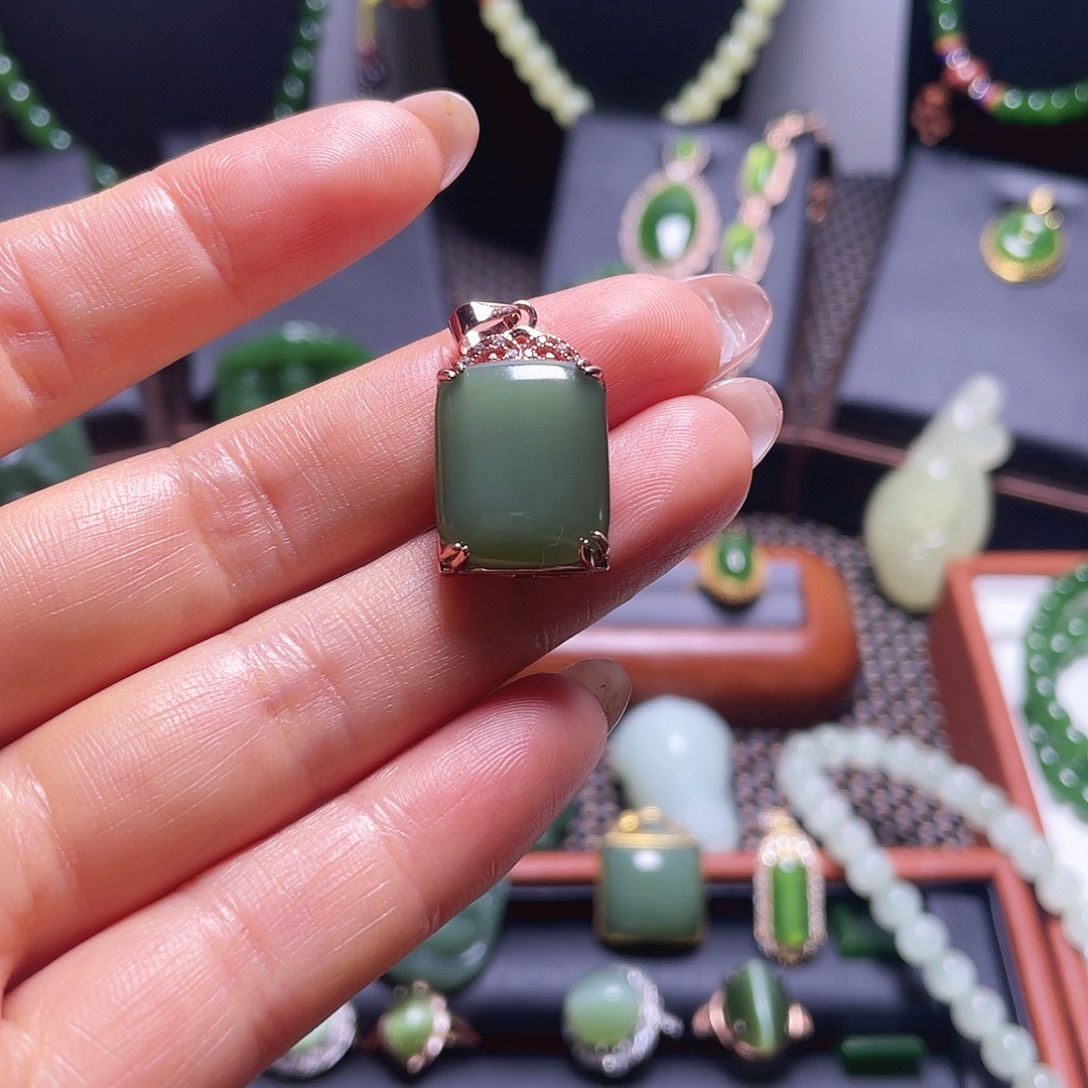 和田玉银S925镶嵌戒指