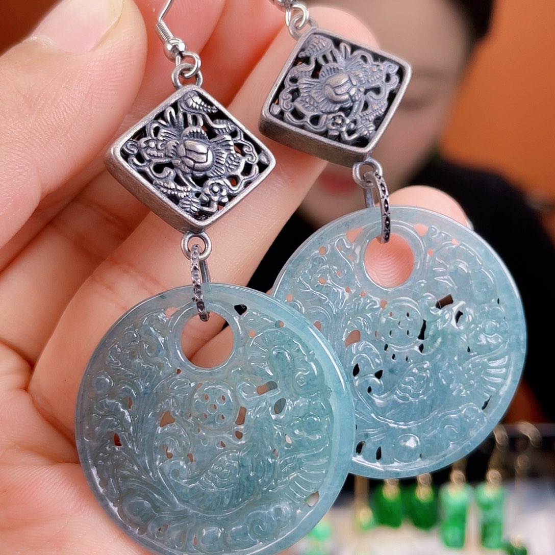 翡翠未镶嵌耳饰饰品