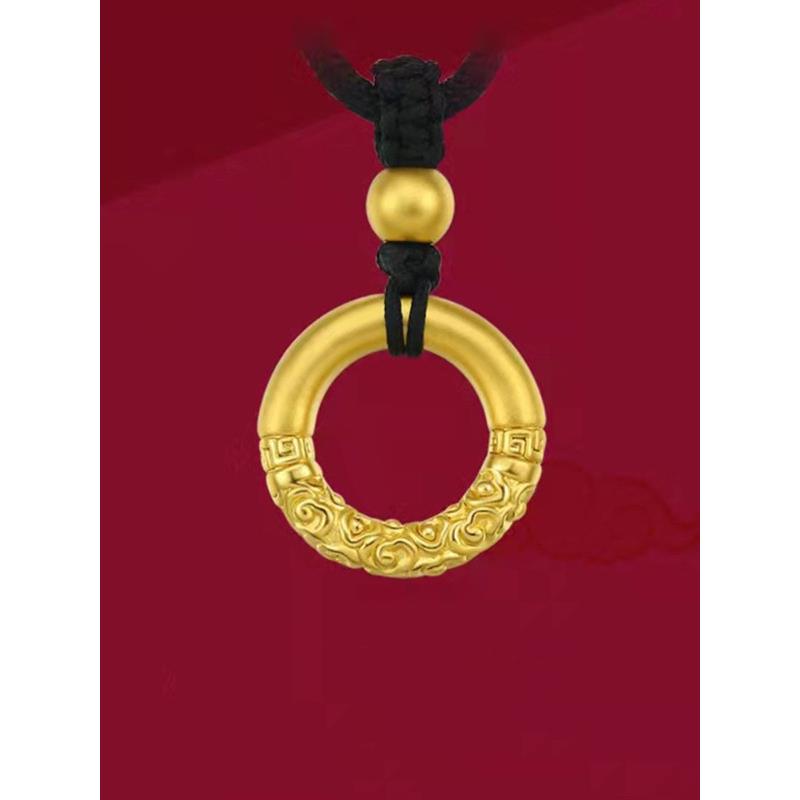 铜合金吊坠 古法如意金箍吊坠情侣男女款项链铜镀金祥云圆圈挂坠