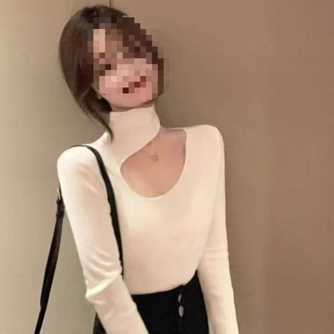 【张大漂亮】半高领漏肩打底衫6036