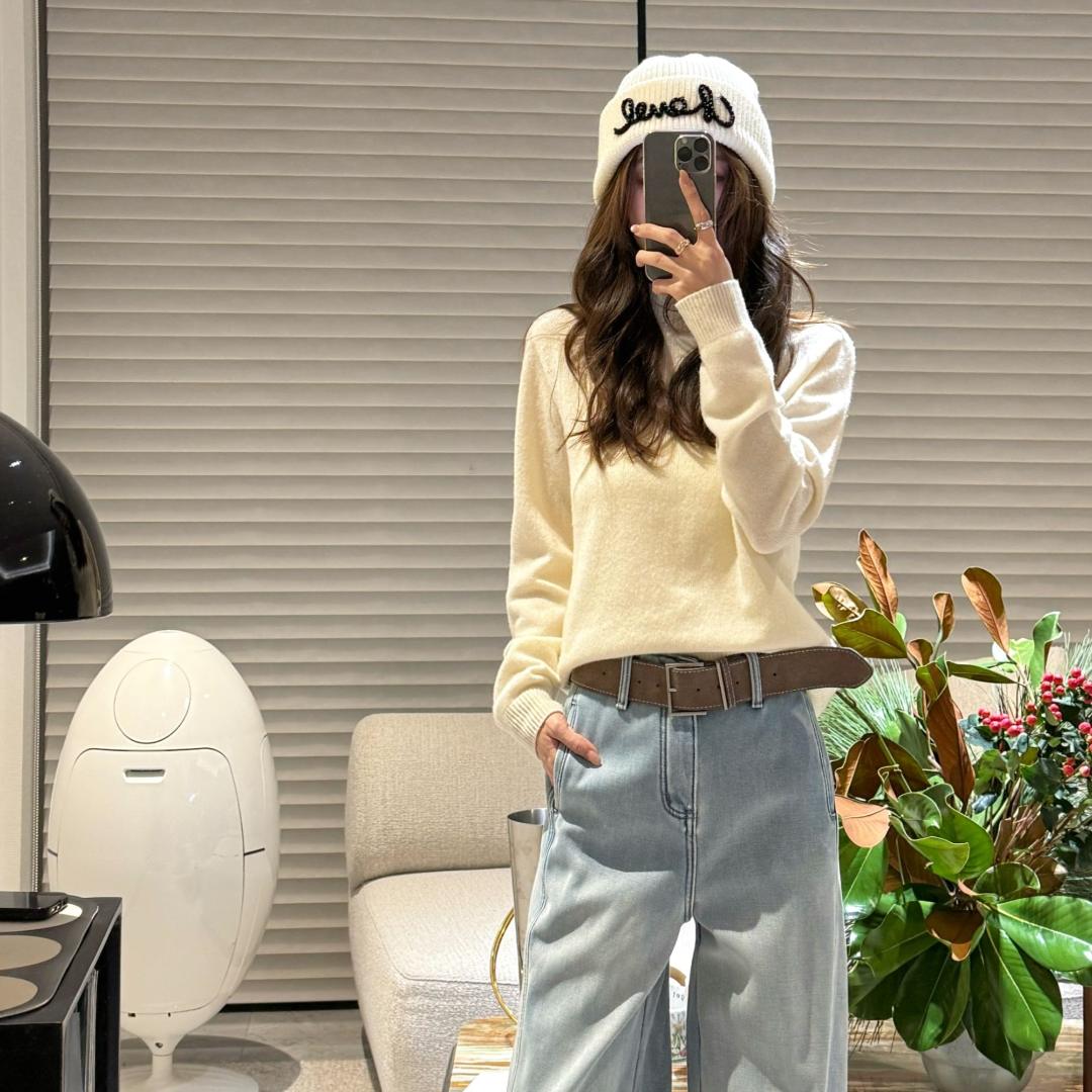 【鑫燃kiki】100羊毛半高领毛衣长袖241010