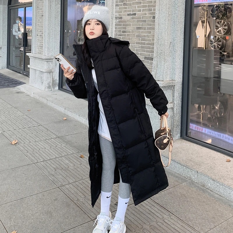 黑色羽绒服女长款2025年新款超长加长过膝到脚踝加厚白鸭绒外套