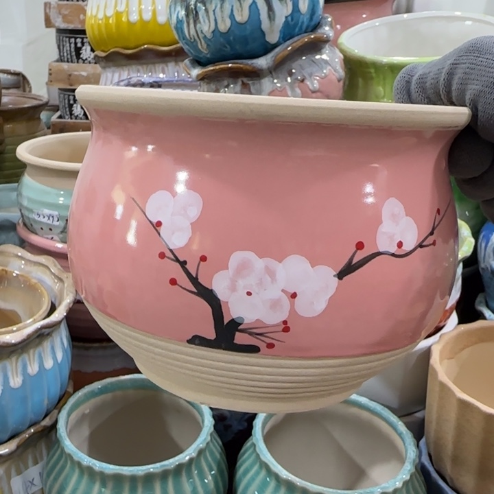 凑9块包邮，有孔，陶瓷花盆