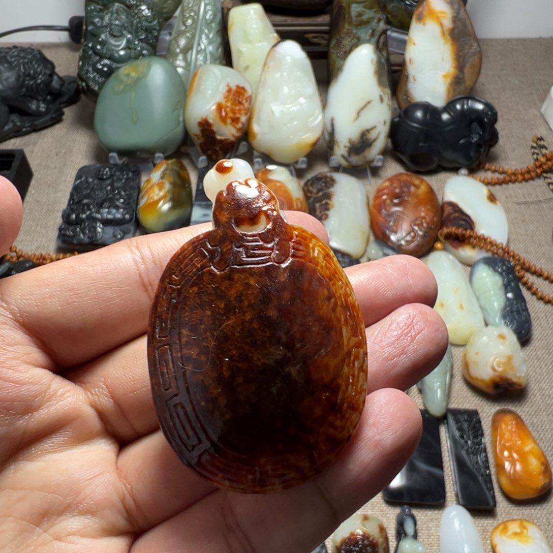 和田玉未镶嵌挂件龙龟