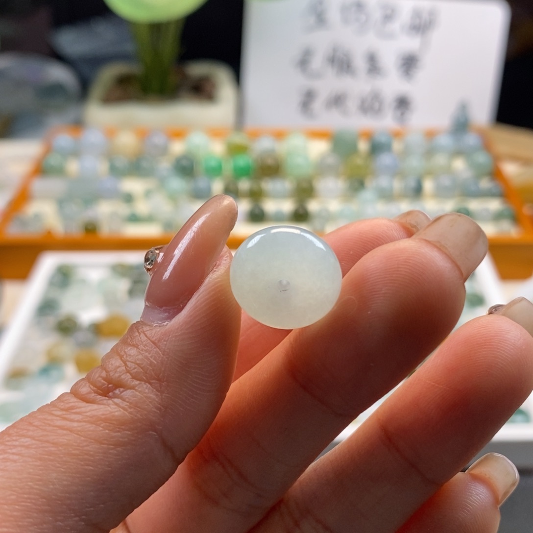 翡翠散珠天然翡翠平安扣14×5.6