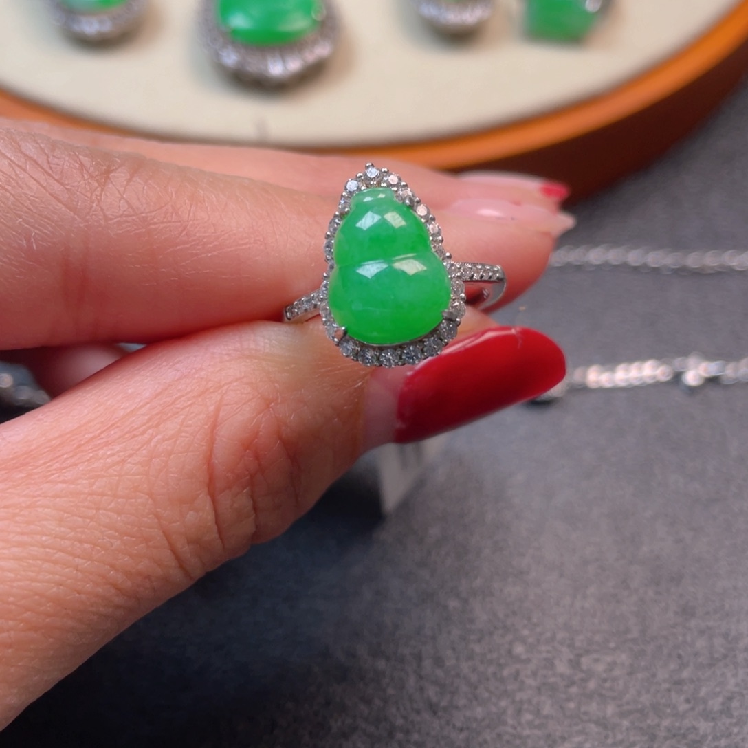 翡翠吊坠(不含链)银S925镶嵌戒指