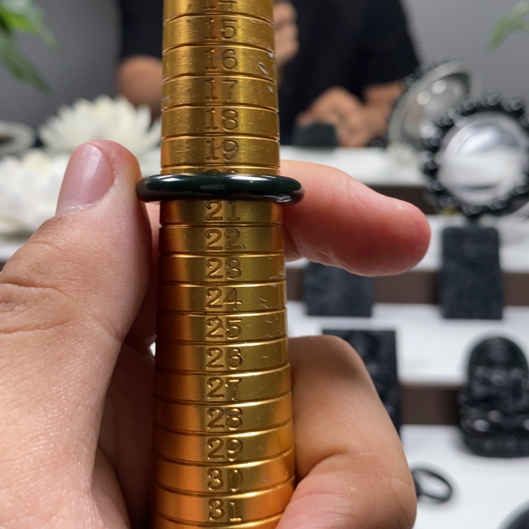定制翡翠未镶嵌天然A货墨翠戒圈20