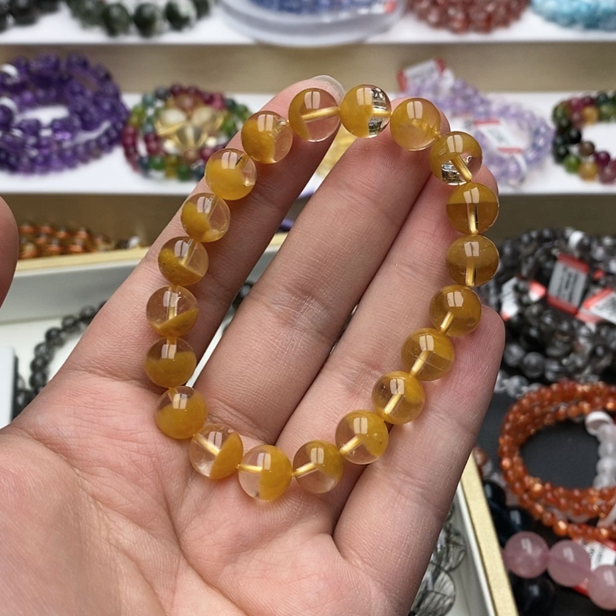 【闪购商品】发晶手链未镶嵌好**收天然黄兔毛聚宝盆