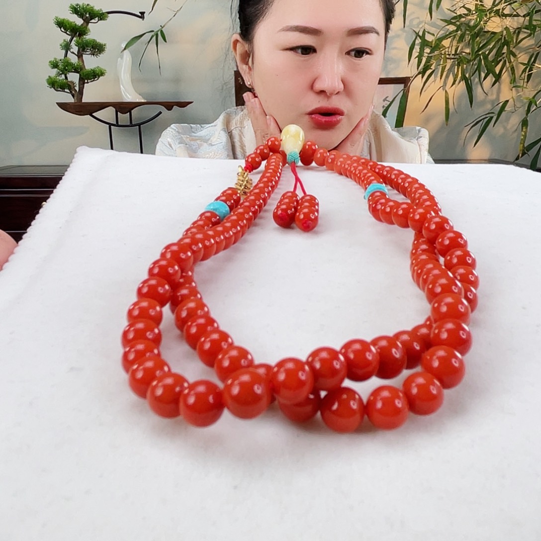 南红玛瑙颈饰18K金镶嵌南红18k金