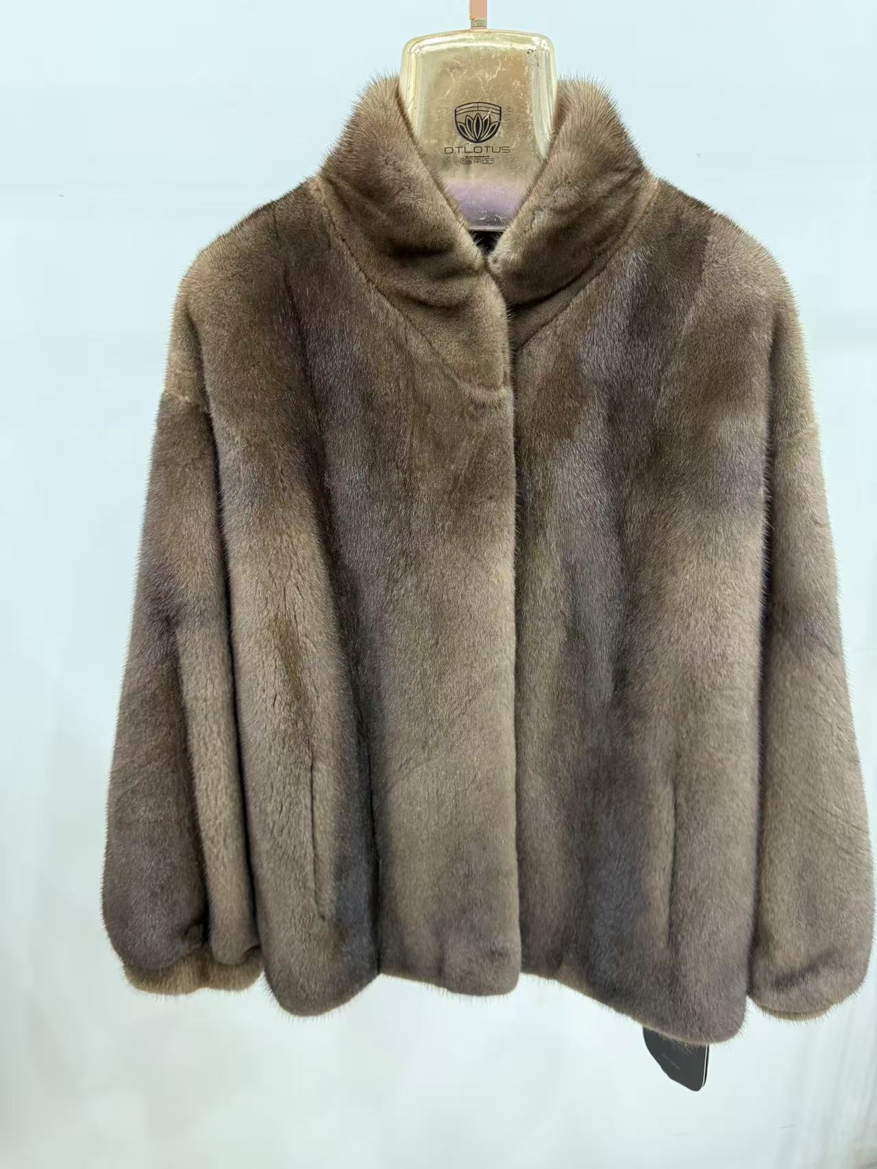 MDL24054立领进口天鹅绒短二水貂短款皮草水貂