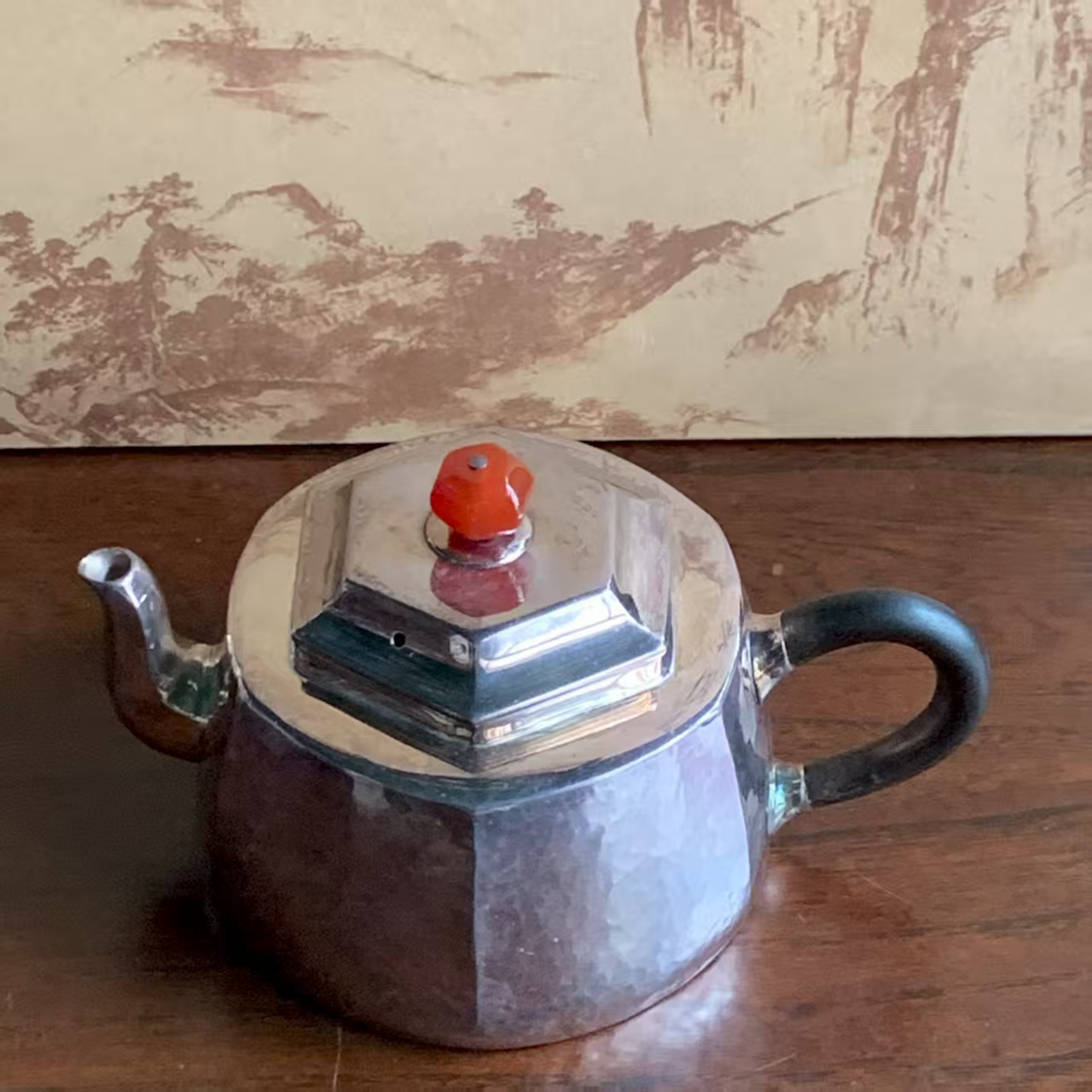 纯手工纯银侧把六方壶137g家用煮水泡壶