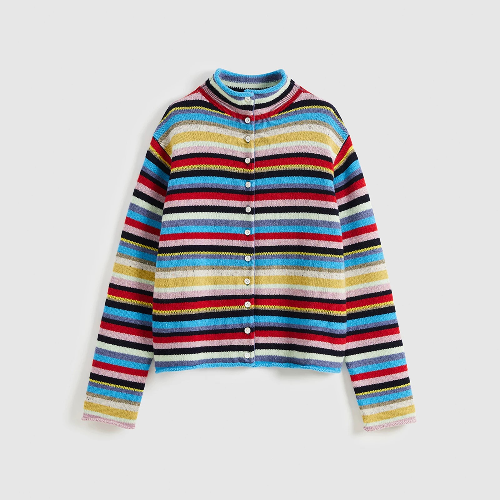 SHORT25春夏新款彩色条纹多扣针织开衫