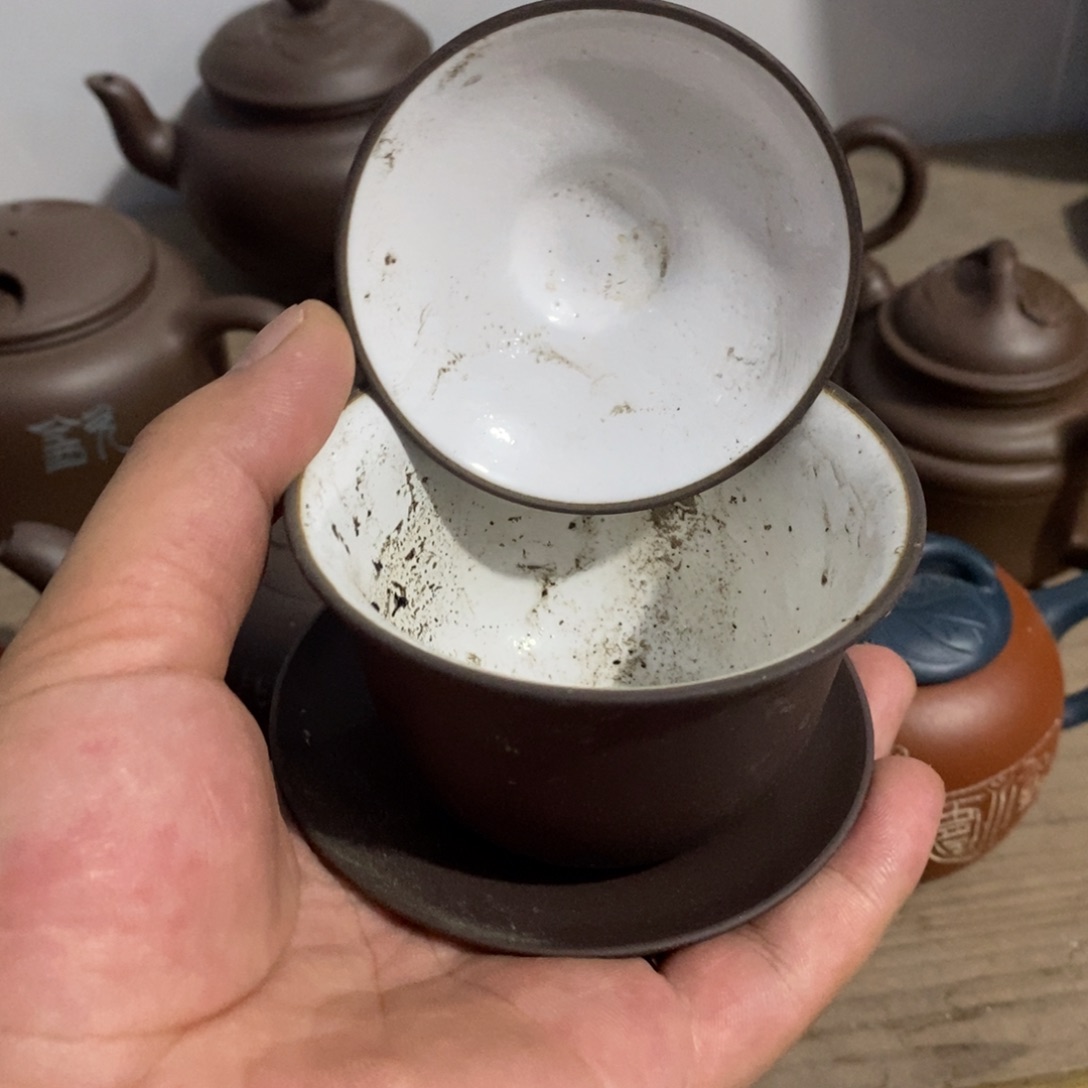 茶壶紫砂老紫泥白釉盖碗120-150cc都有有点