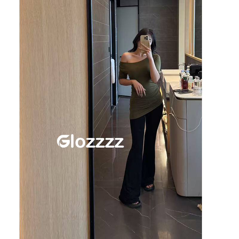 【Glozzzz】美式复古弹力夏季瑜伽修身弹力辣妹喇叭裤880614-1