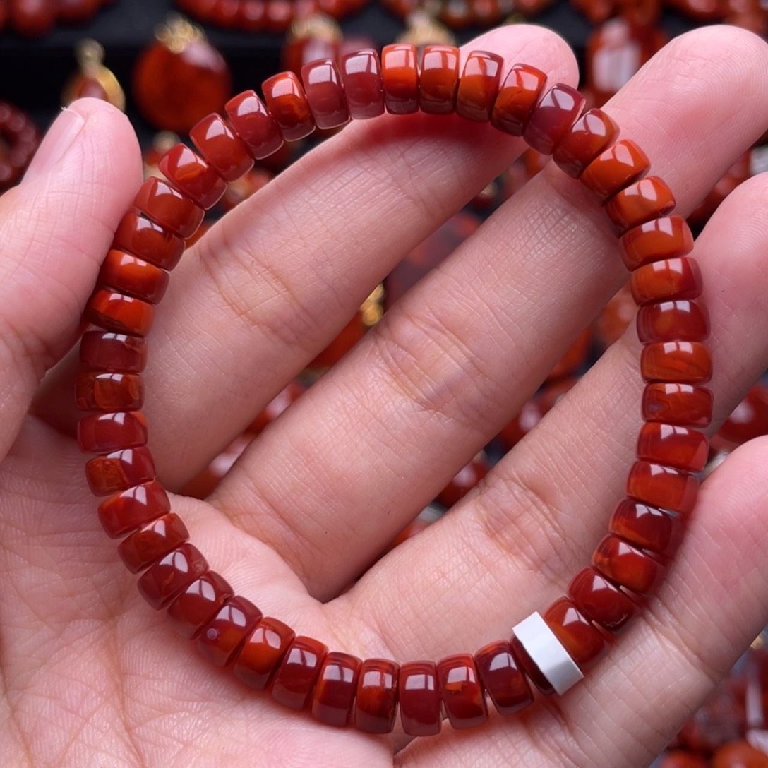 南红玛瑙未镶嵌珠宝奇石单圈7mm