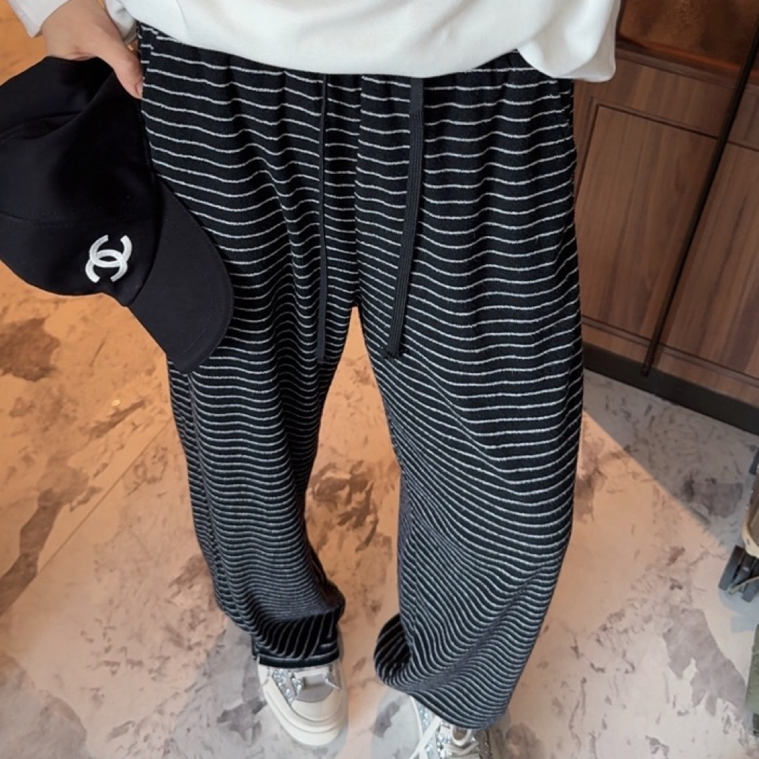 『婷老板』新款、条纹抽绳百搭休闲裤9898-35