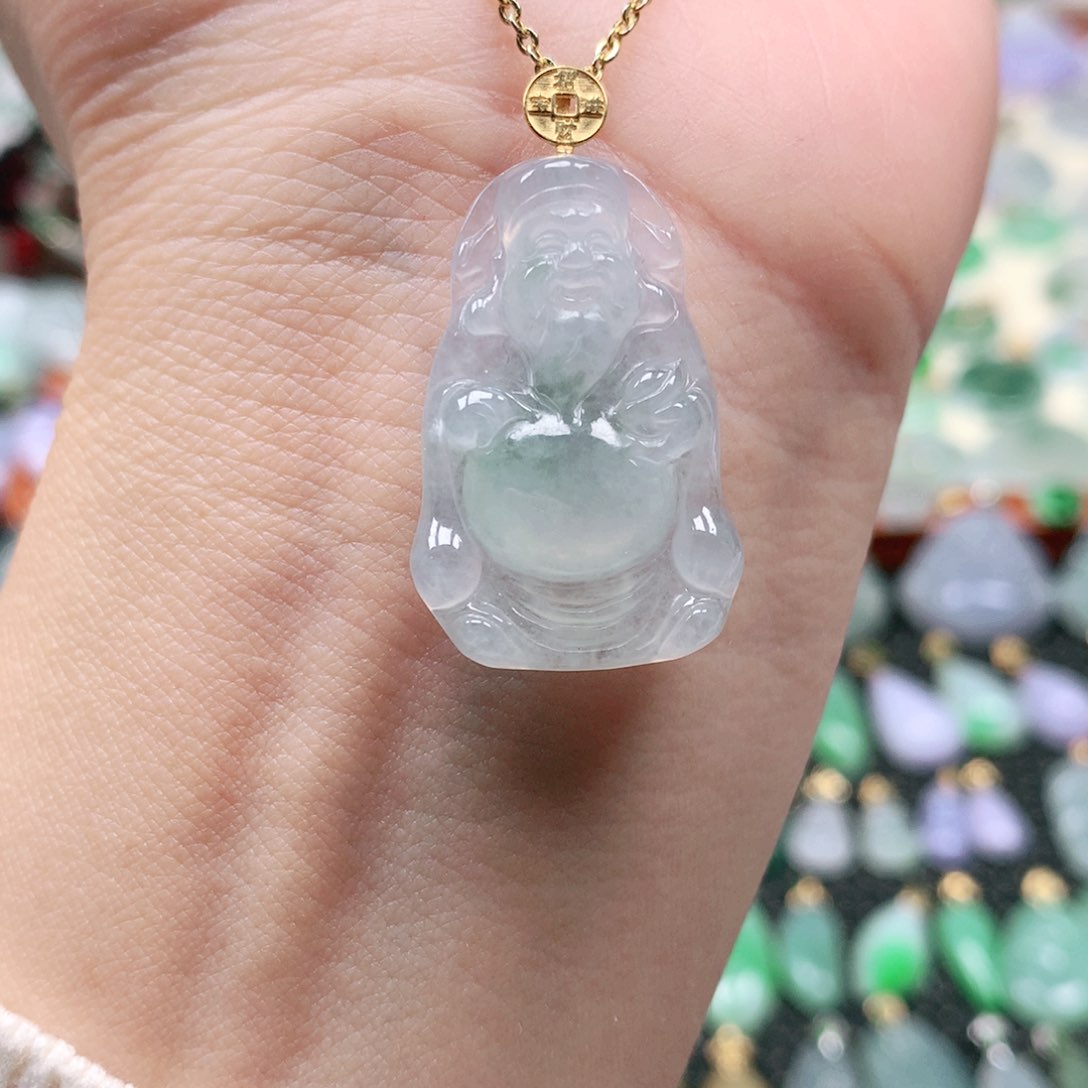 吊坠(不含链)18K金镶嵌翡翠