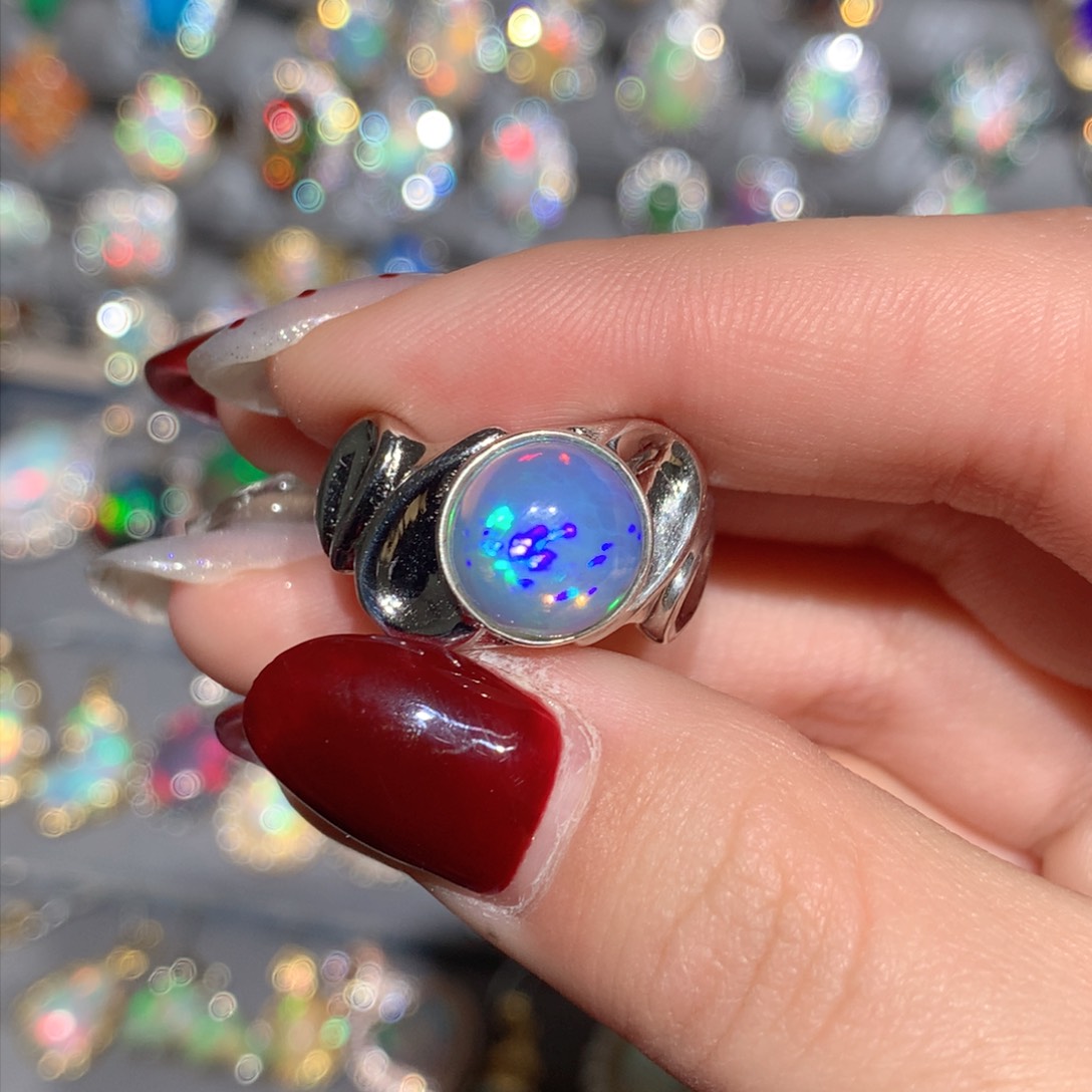 欧泊K福利戒指银S925镶嵌