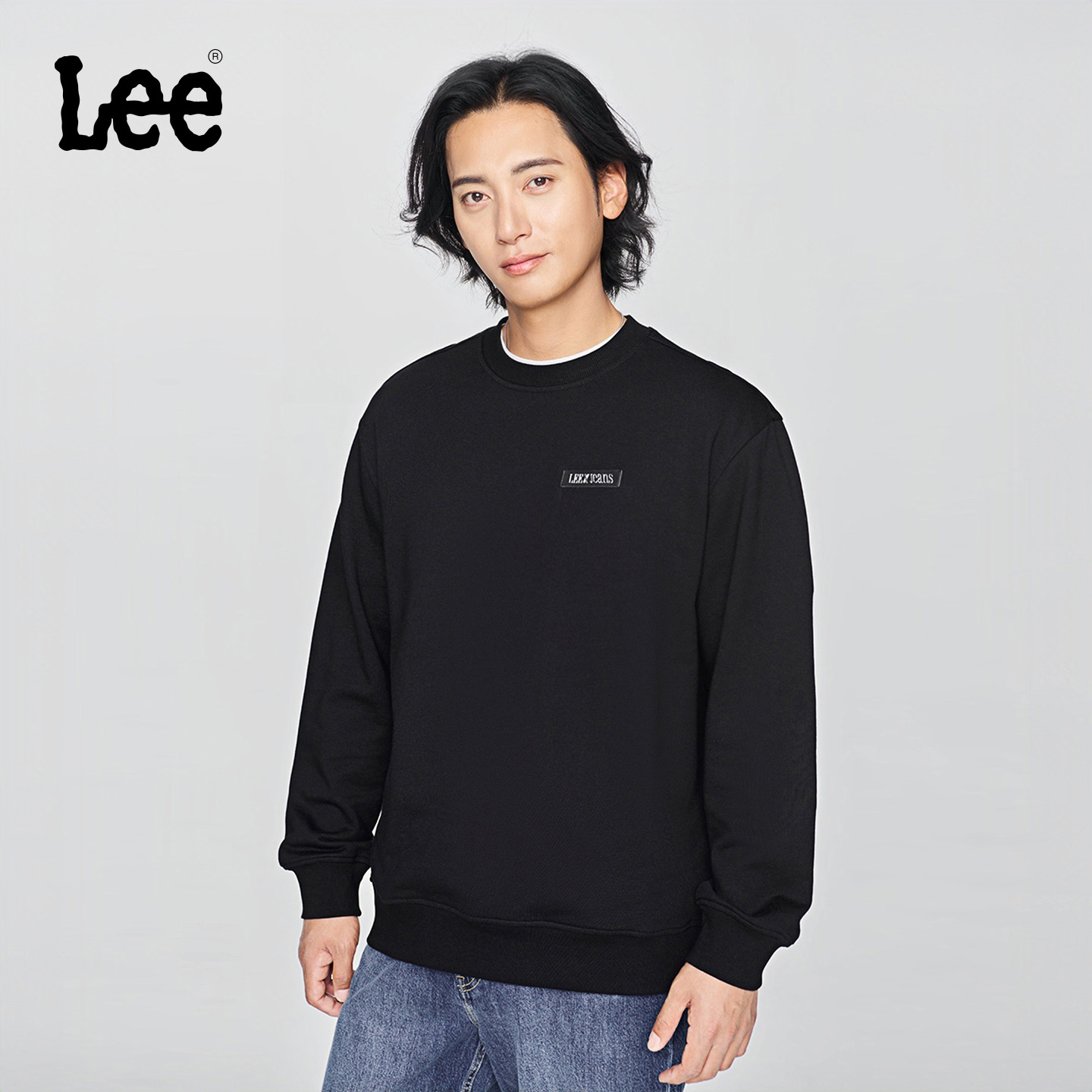 Lee25秋冬舒适版圆领金属Logo贴标男长袖卫衣潮LMT010833204