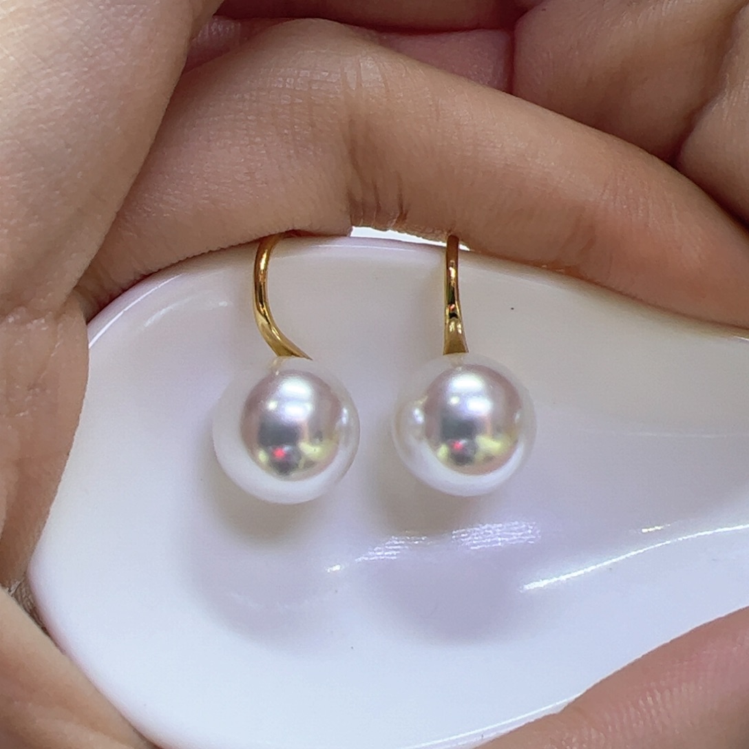 淡水珍珠耳饰18K金镶嵌