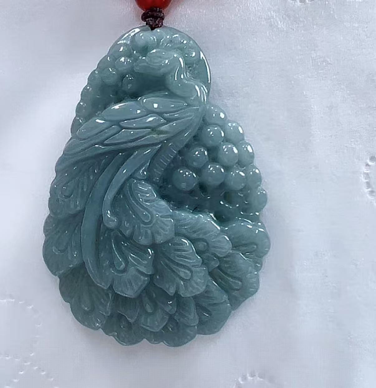 天然翡翠A货凤凰（多样性发货发其一）宽32-33高47-48厚10-13送绳