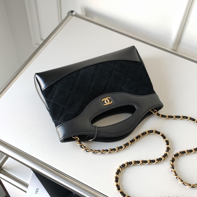 99新 Chanel/香奈儿 Azul -25P31bag nano黑金丝绒斜挎包/52899