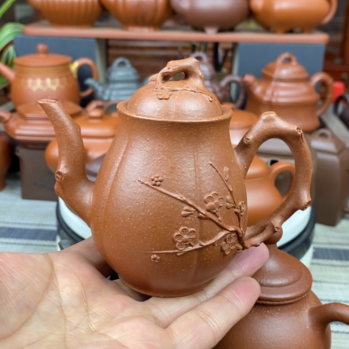 紫砂茶壶傲梅神韵180cc原矿宝山红降坡泥新年特价