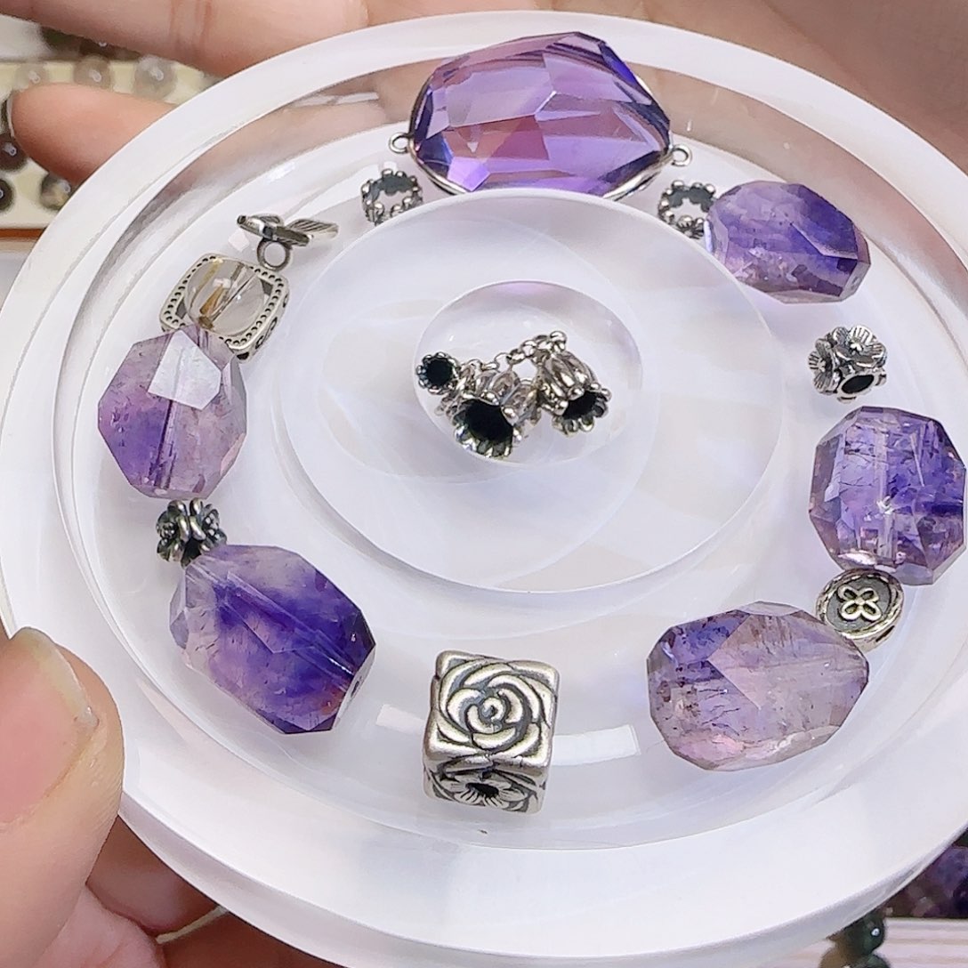 水晶手串未镶嵌花****猴紫超7巴西紫设计款