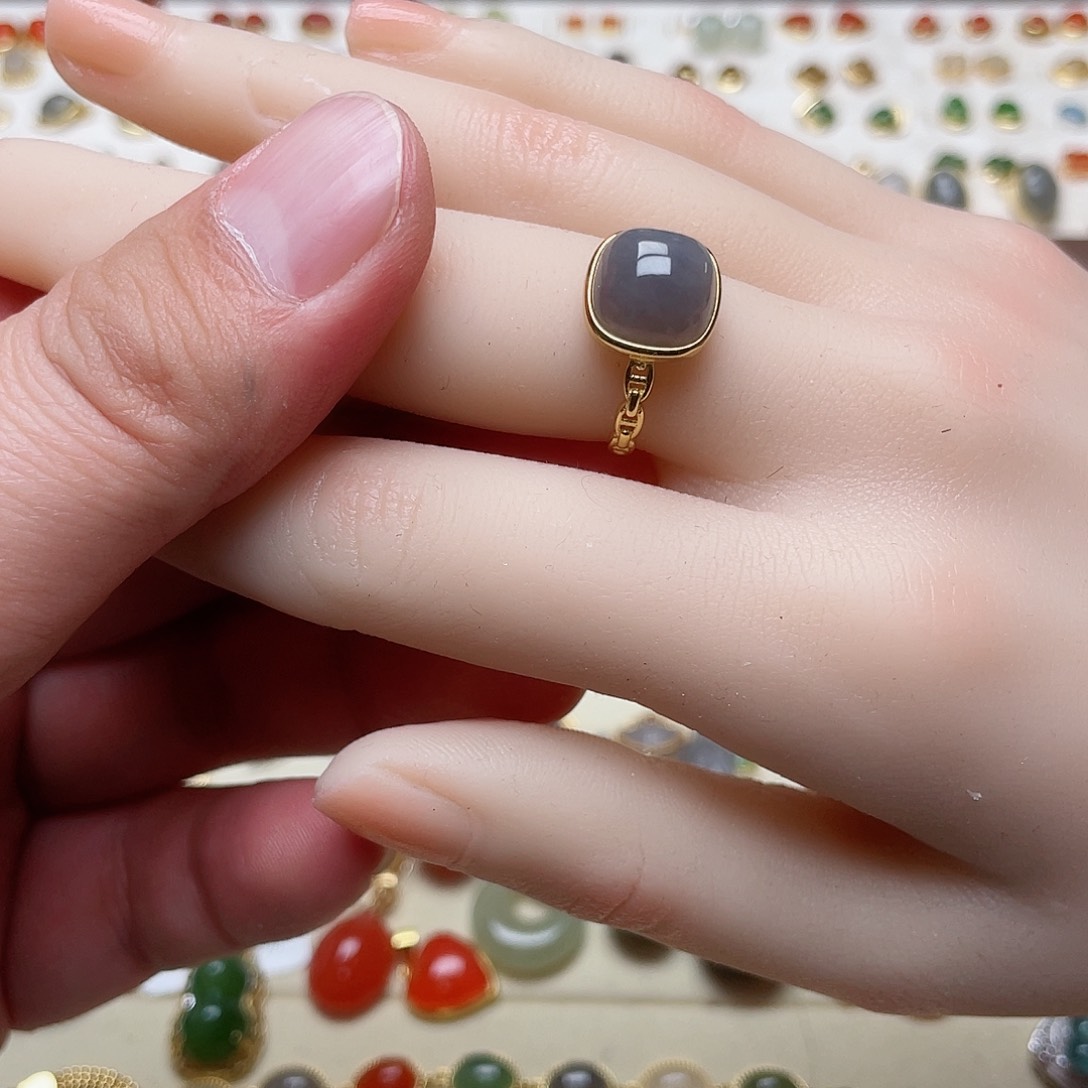 和田玉戒指银S925镶嵌