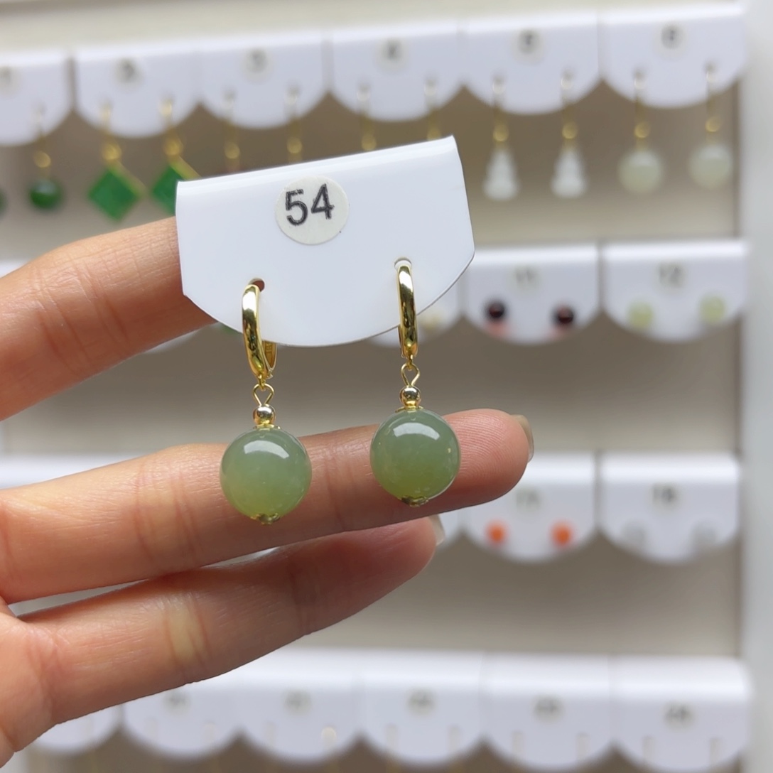 银S925镶嵌和田玉耳饰