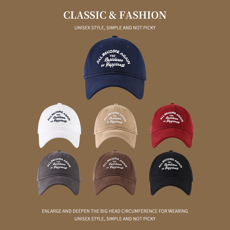 字母水洗棒球帽子百搭女加深帽筒时尚鸭舌帽软顶大头围长脸美版潮