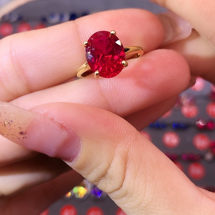 红宝石戒指银S925镶嵌