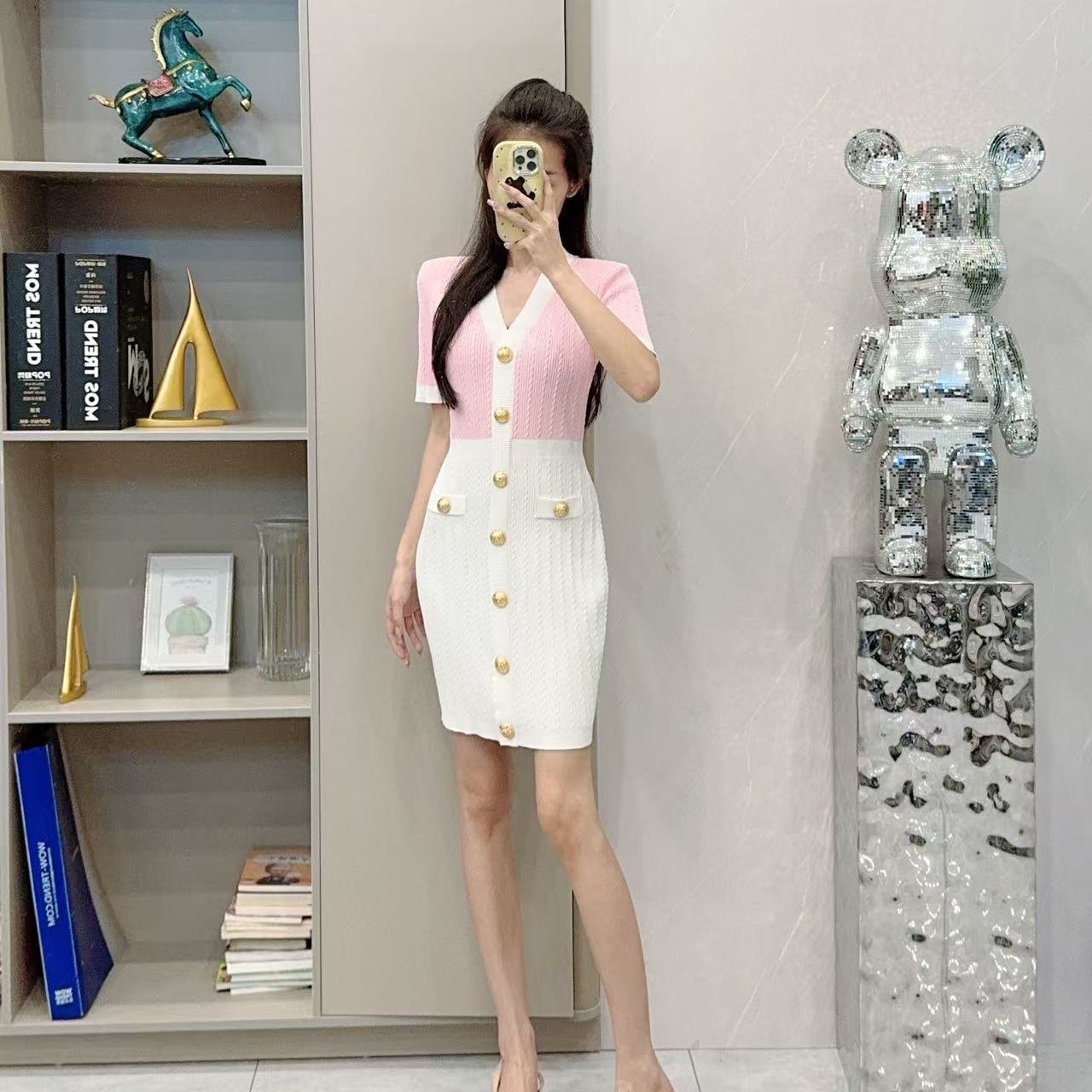 25091新款气质时尚优雅名媛修身收腰小众显瘦长款连衣裙