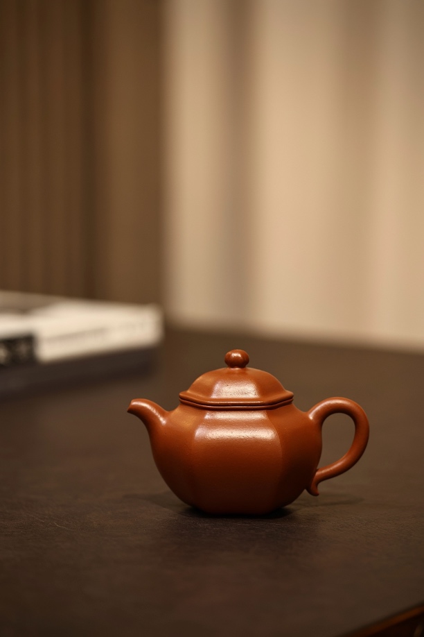 吴界明徒弟吴志浩制朱泥六角莲子壶160cc泡茶壶小容量茶具