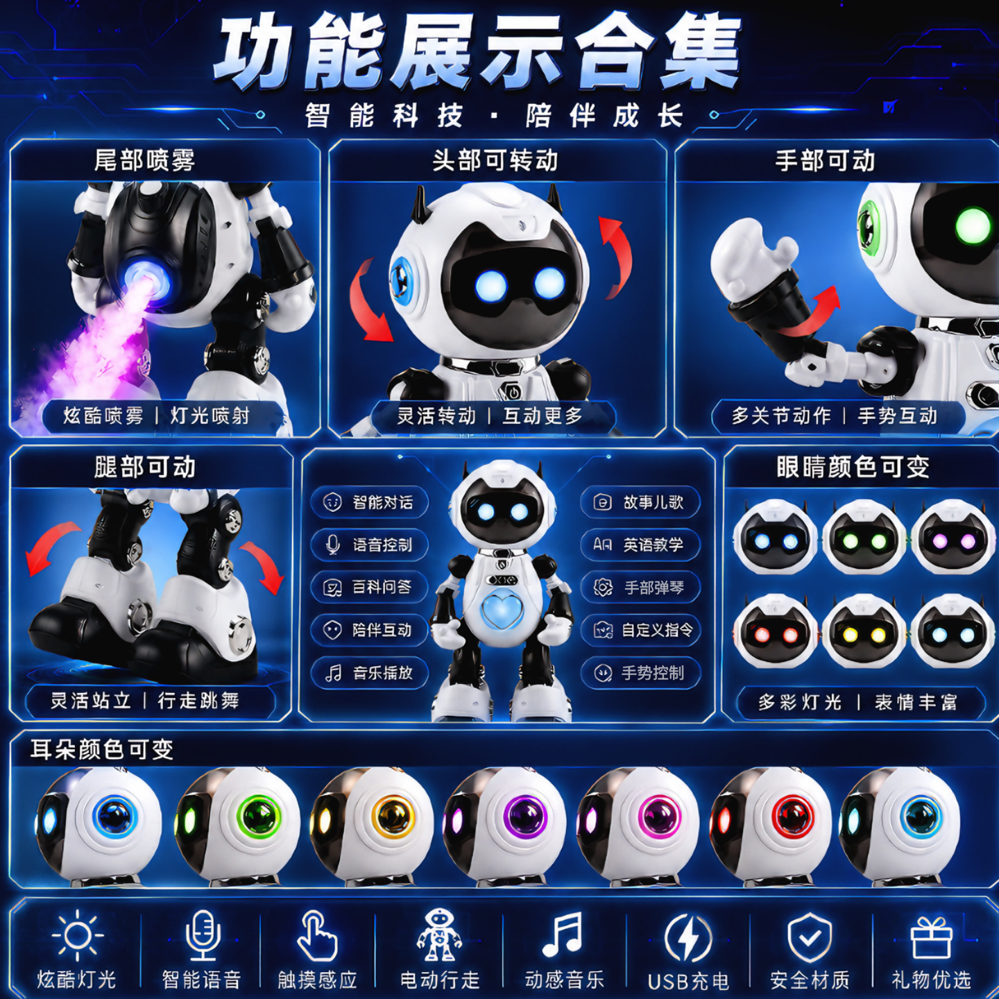 智能AI机器人儿童玩具蓝牙音响智能对话教课题生日六一礼物 图片 3