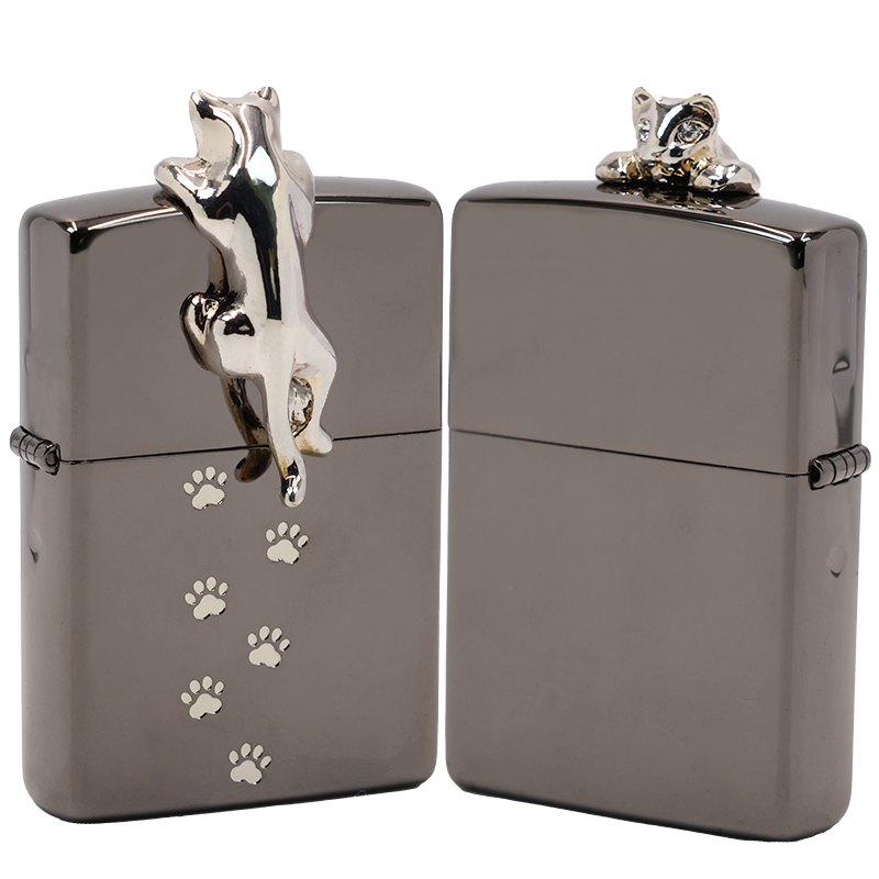 ZIPPO/之宝【爬墙猫（银）】 正品煤油打火机KF-DF