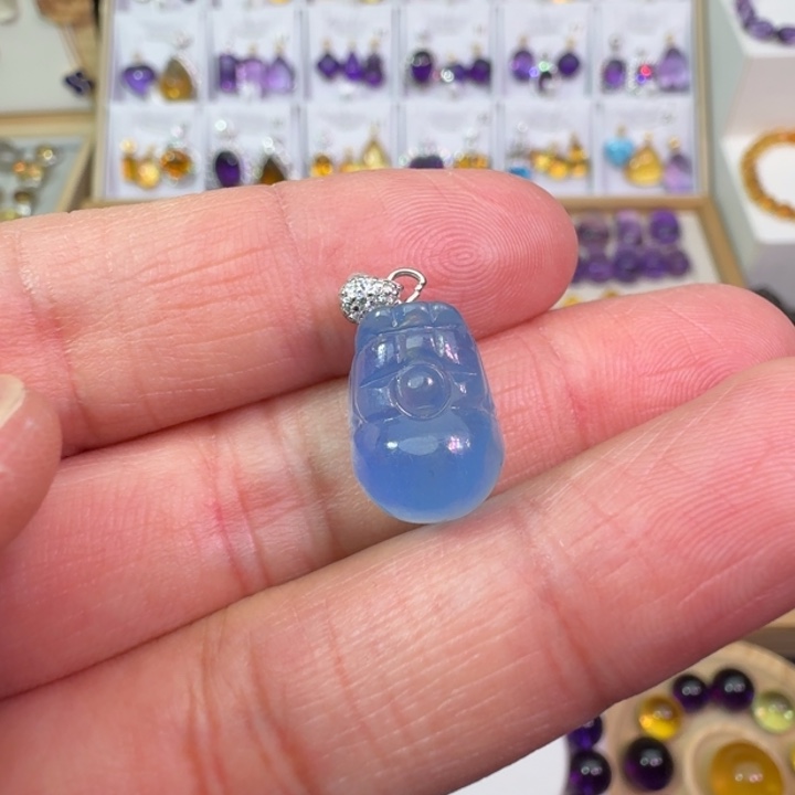 海蓝宝石颈饰银S925镶嵌吊坠