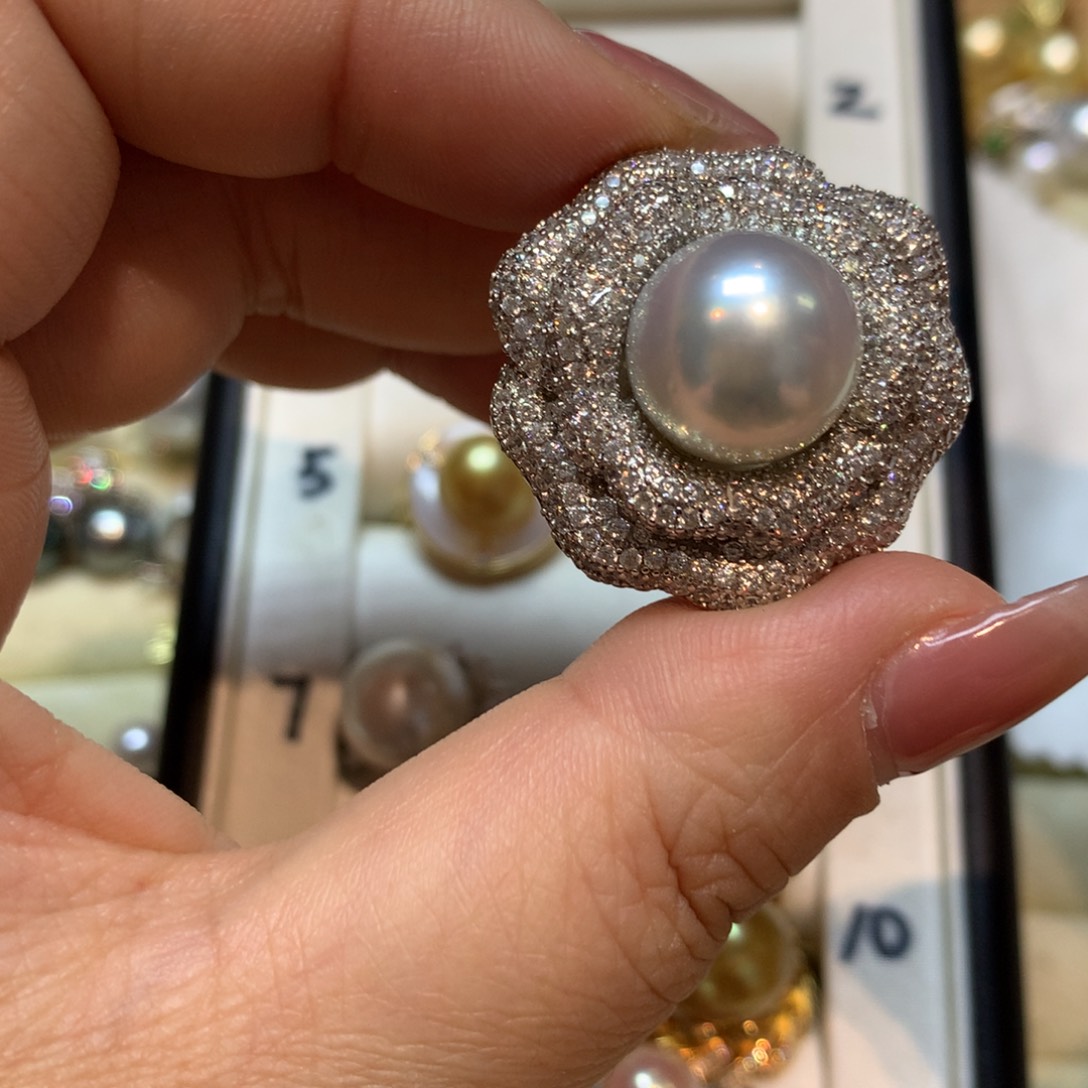 海水珍珠戒指银S925镶嵌