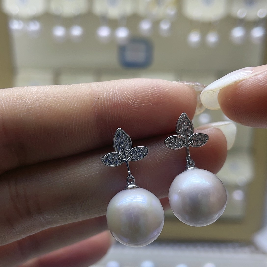 淡水珍珠耳饰银S925镶嵌